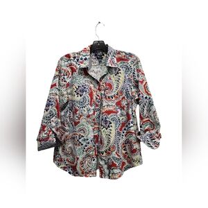 Chaps “No Iron” Multicolor Paisley Blouse – Women’s Large